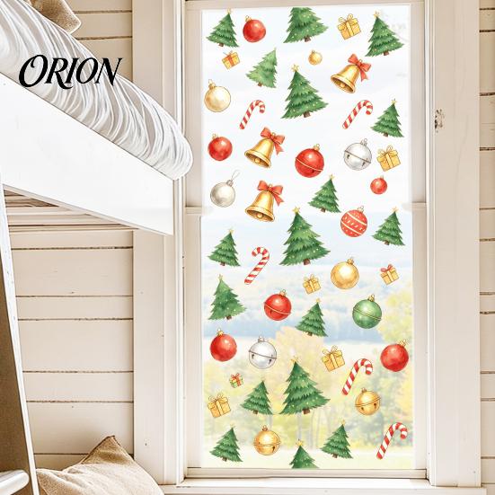 Reusable Window Cling Christmas Static Cling, Xmas Tree Snowman Santa Hat Bell Glass Sticker, Removable Decoration Decal for Holiday Party Sticker