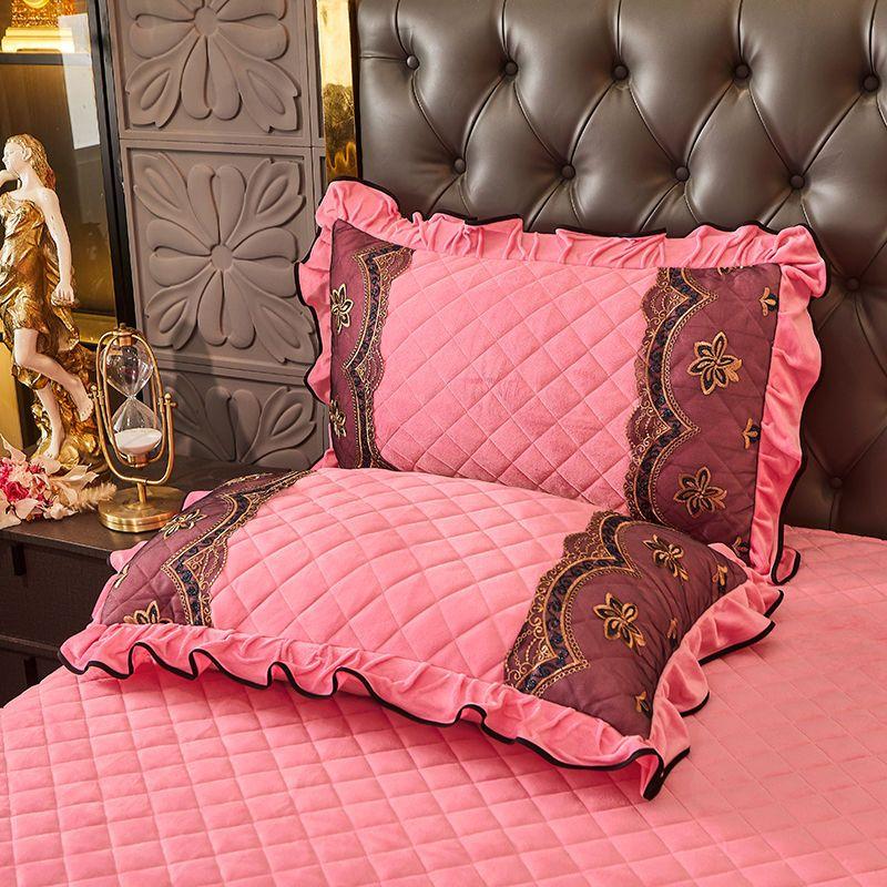 2pcs Crystal Velvet Pillowcase Solid Color Winter Warm Pillow Cases Decor Home Pillow Covers Bedding