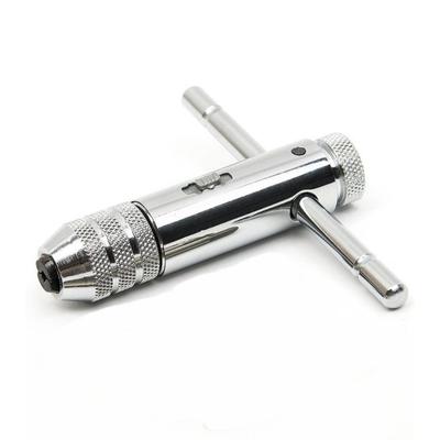 Adjustable 3-8mm T-Handle Ratchet Tap Wrench with M3-M8 Machine Screw Thread Metric Plug Tap Machinist Tool