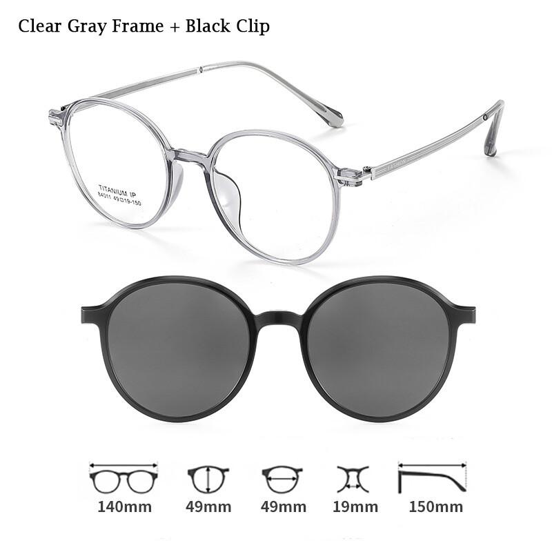 

Magnetic Optical Myopia Sunglasses Driving Polarized Clip On Sun Glasses Blue Light Blocking Prescription Round Eyeglasses Frame Original Lenses очистить серый