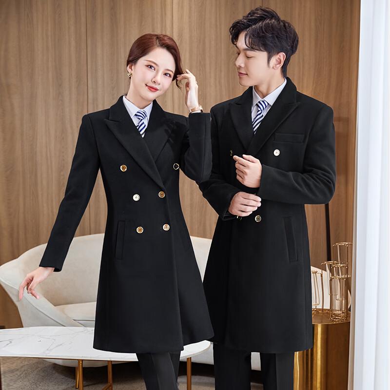 Unisex Professional Mid-Length Wool Blend Work Coat