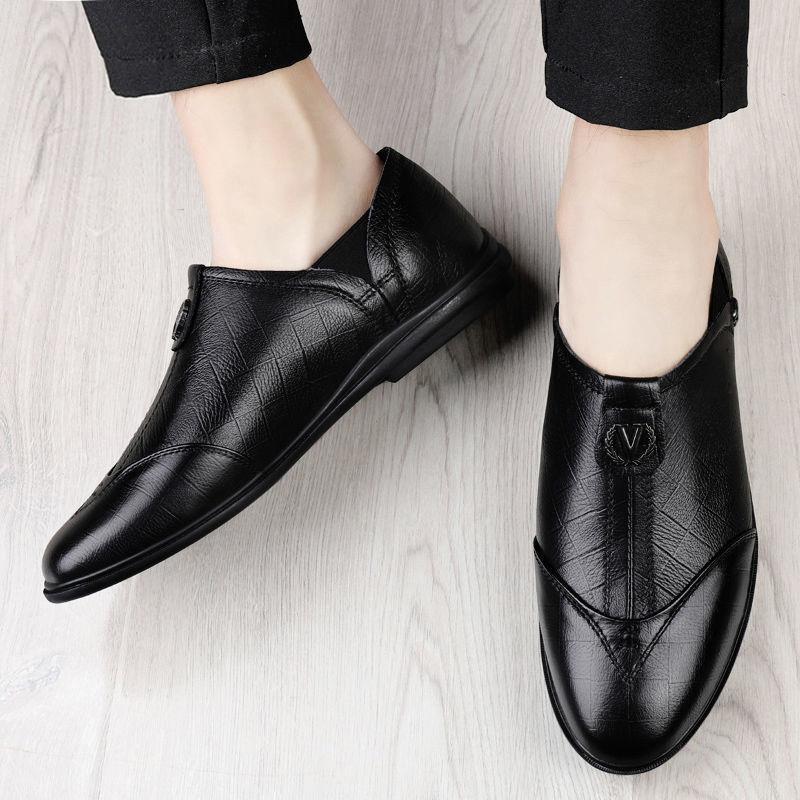 % All soft leather shoes men's men's casual shoes men's breathable soft-soled youth glove men's shoes