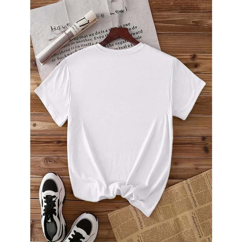 Elegant Women'S Short Sleeve T-Shirt with Animal Print Heart Design | Crew Neck, Medium Stretch Fabric, Suitable for Spring, Summer, Fall,