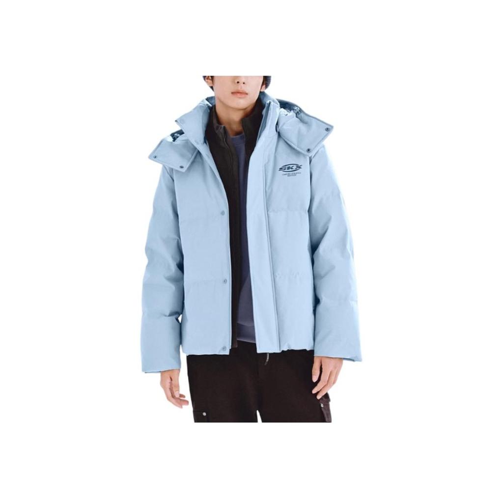 Skechers Skx Classic Sports Series Loose Comfortable Zipper Bread Down Jacket Unisex Outerwear Ashley-Blue P424U042-0216