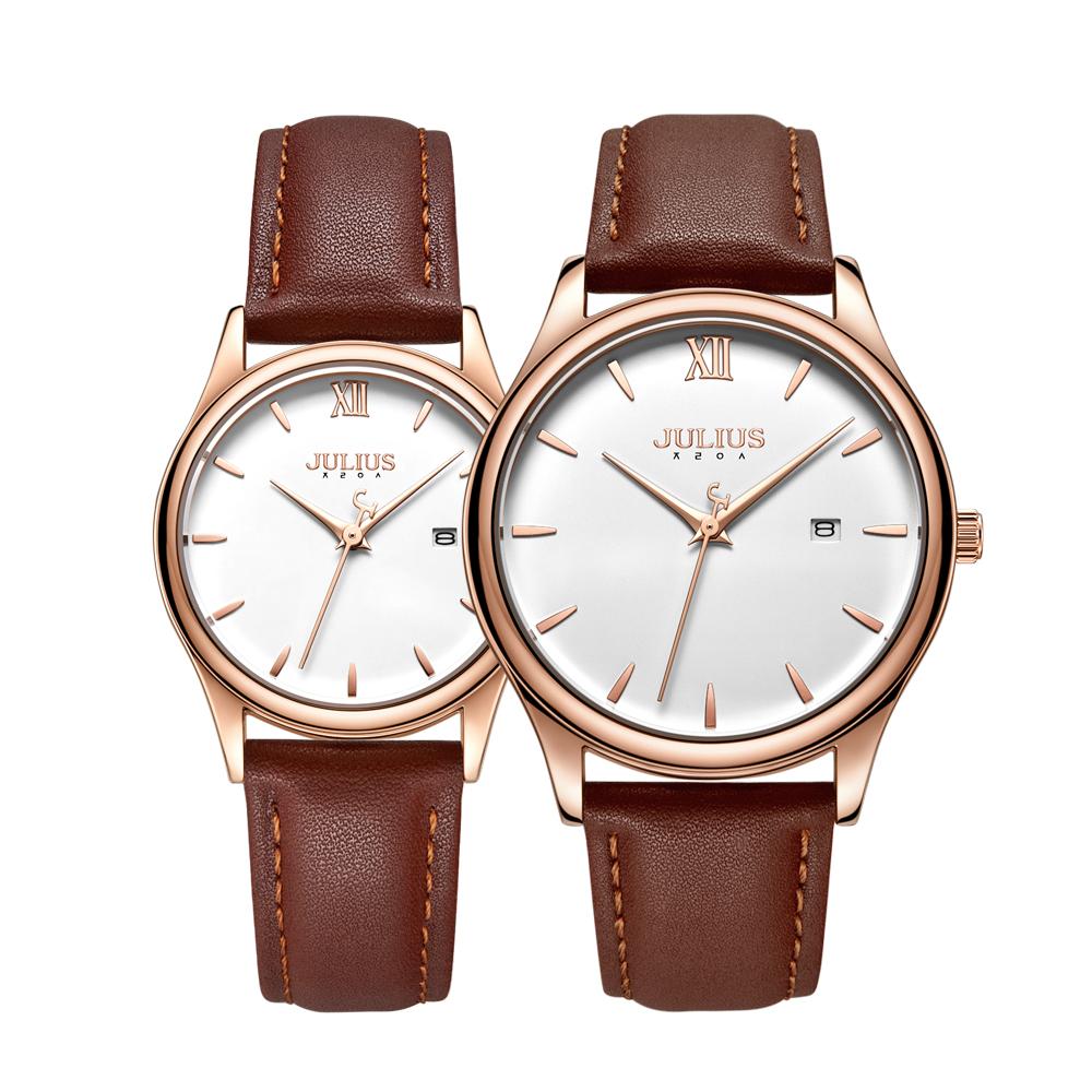 Jyullieoseu Ja-1309Ml Classic Soft Couple Round Wristwatch