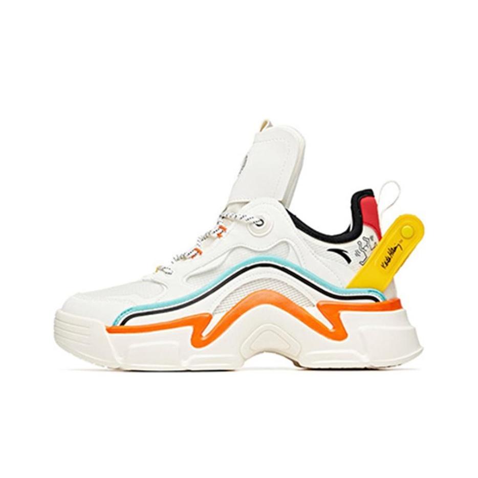 Anta Keith Harry X  Casual Color Block Shock Absorbing Wear Resistant High Top Dad Shoes Women Sneakers White Green Orange 922038899-1