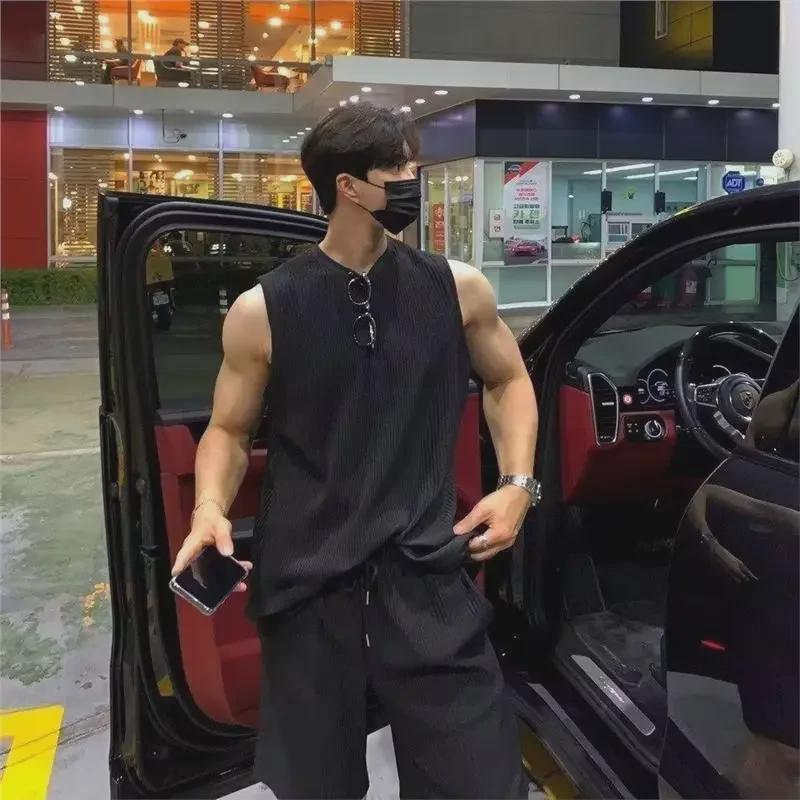 

Мужской модный летний спортивный жилет и футболка без рукавов для фитнеса и тренировок 2XL