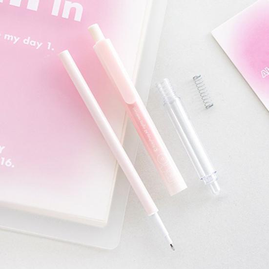 5Pcs/Box 0.5mm Gel Pen Press Type Detachable with Clip Quick Drying Assorted Stationery Gradient Color Plastic Writing Pen School Supplies
