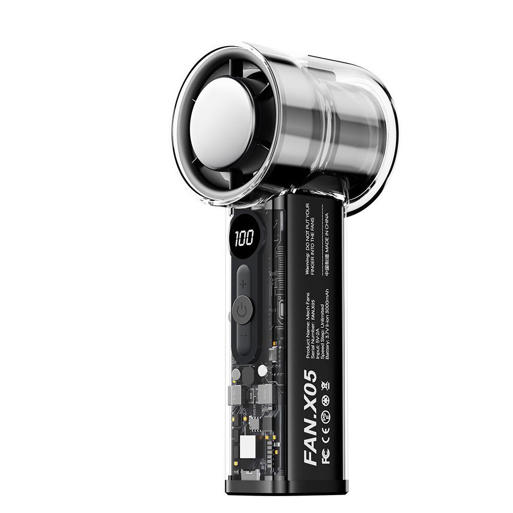 X05 High-Speed Transparent Mecha USB Handheld Cooling Fan 160x60x55 mm
