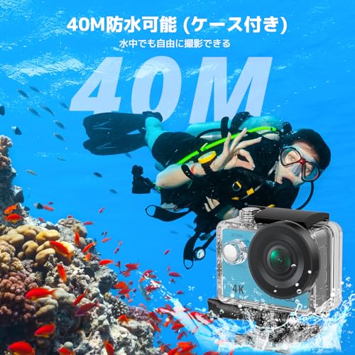AKASO Action Camera EK7000 4K 30FPS 20MP Underwater Camera with WiFi, Type-C External Microphone, 40M Waterproof, 170° Wide-Angle Lens, Two 1050mAh Ba