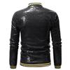Men Sequin Jacket Stand Collar Shiny Long Sleeves Slim Fit Zipper Closure Cardigan Mid Length Stage Show Dance Performance Coat
