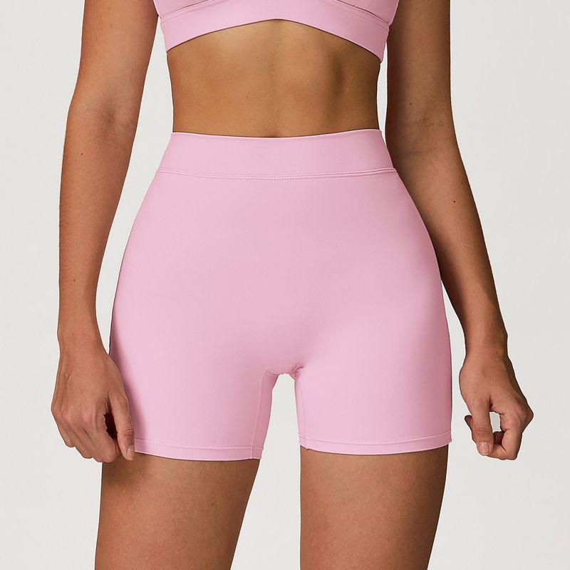 and American Style Brushed Yoga Shorts for Women, High-Waisted, Stretchy, Tight-Fitting, Peach-Lifting Shorts, Running and Fitness Sports Pants