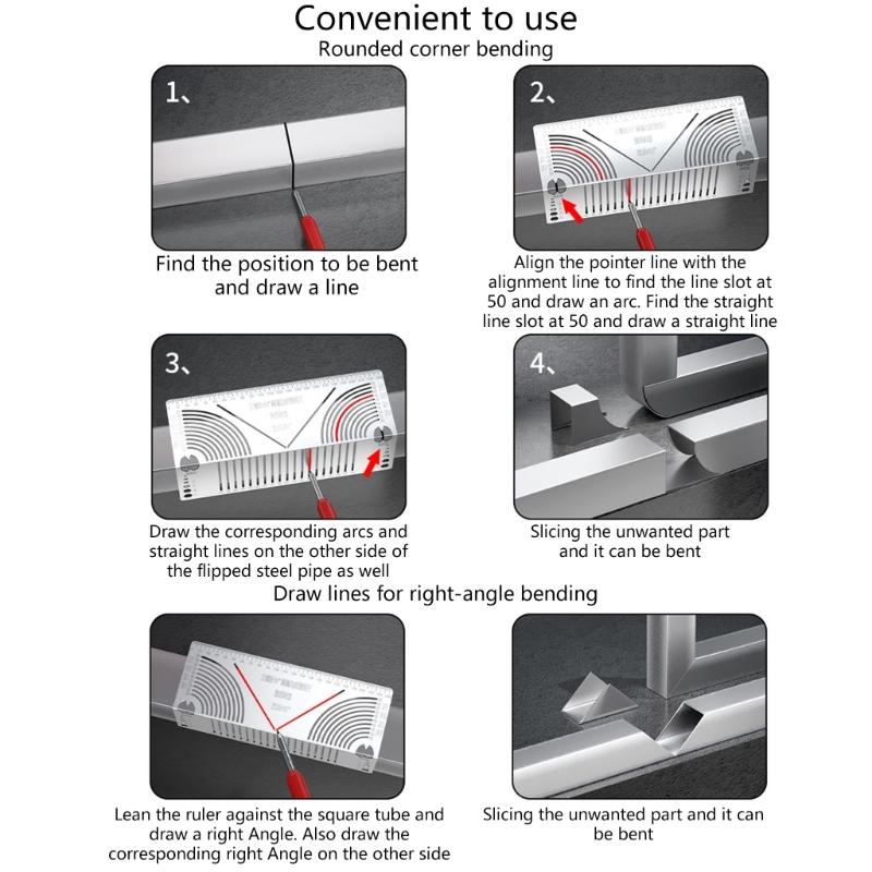 Adjustable Steel Bending Marking Gauges Square Metal Pipe Precisions Parallel Line Layout Tool Upgrades for 90 Degree Curves