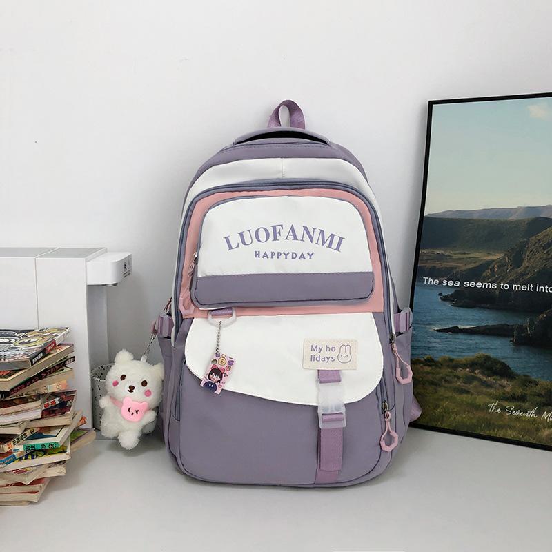 

Школьный рюкзак для учениц средней школы в школьный сезон, большой вместимости, свежий и милый, для учеников начальной и средней школы single package фиолетовый