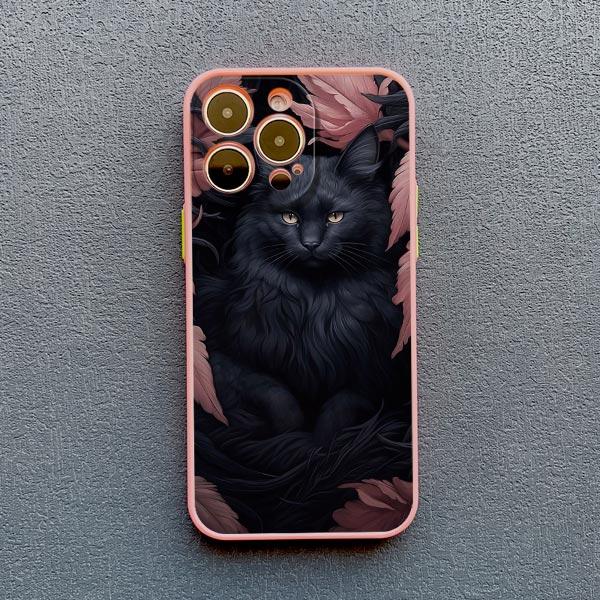 Art Painting Rose Cat Phone Case For iphone 15 14 Plus Pro Max 13 12 Mini 11 Pro MAX XS X XR 8 7 SE 2020 Shockproof Shell Cover