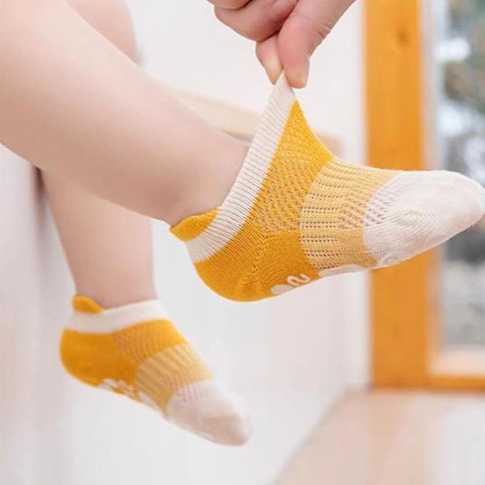 5Pairs Short Tube Baby Floor Socks Letter Toddle Walking Socks Kawaii Kids Ankle Sock  Streetwear