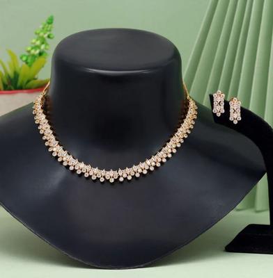 White Color Women Diamond Necklace Set