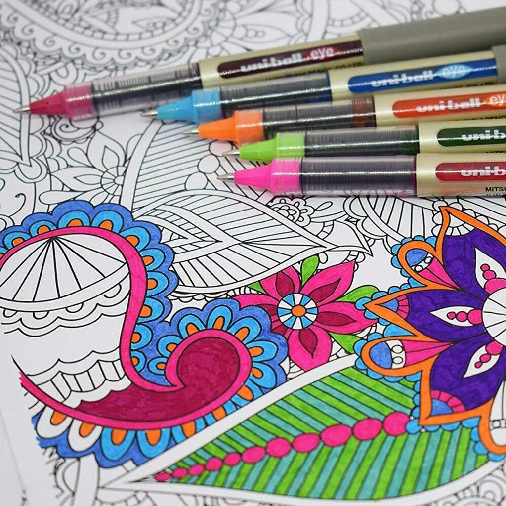 Uni-Ball Eye UB157 Roller Ball Pen 0.7mm Multicolor Ink Pack of 5 for Office, School & Home Writing