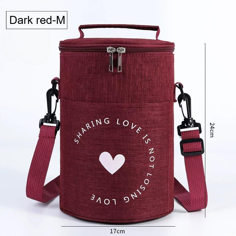 S/M/L Portable Cylindrical Thermal Lunch Cooler Bag Waterproof Food Bag with Large Capacity Insulated Container for Picnic