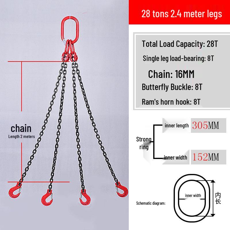 Multi-Hook Manganese Steel Chain Sling for Cranes & Forklifts