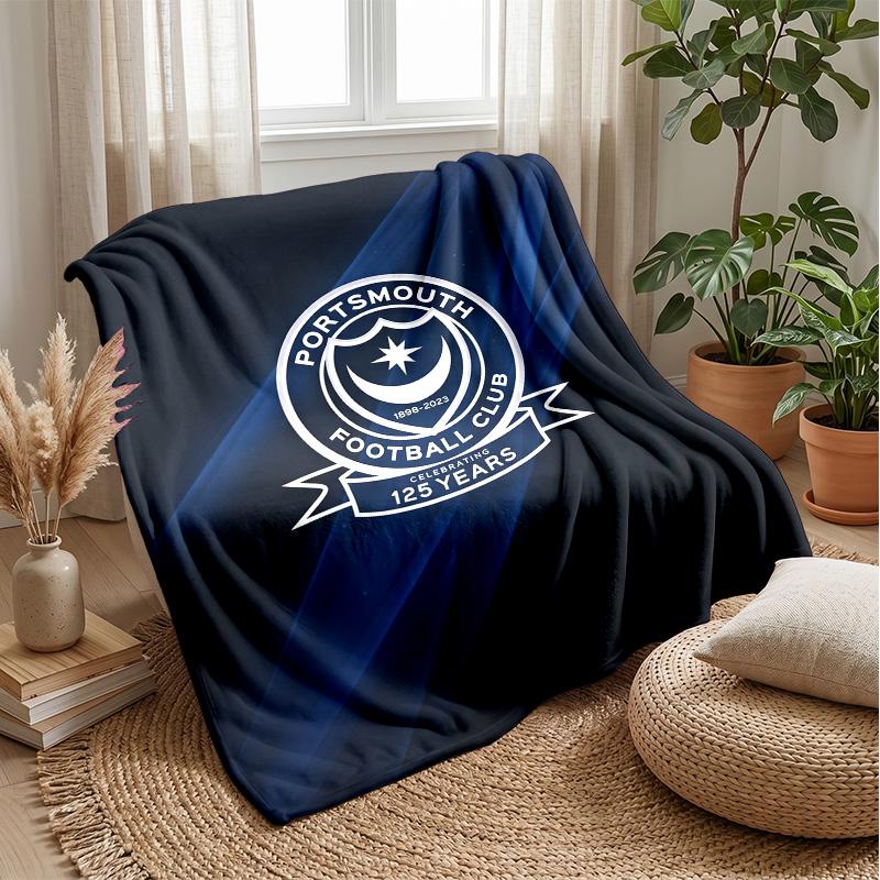 Coperta Morbida in Pile Flanella Portsmouth FC Leggera Accogliente Calda Coperta da Lancio per Divano Letto Decorazione Casa