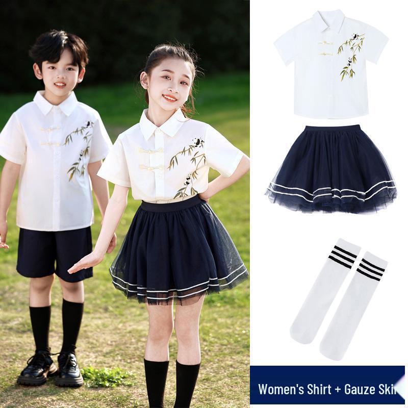 Chinese Style Graduation and Performance Costume for Kindergarten and Primary School: Children s Choir and Poetry Recitation Attire