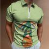 Men'S Polo Shirt 3 Printed Fashion Casual Simple Versatile Half Zipper Polo Shirt