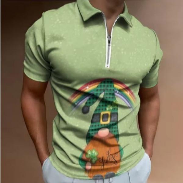 Men'S Polo Shirt 3 Printed Fashion Casual Simple Versatile Half Zipper Polo Shirt
