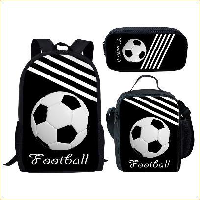 Set Scolastico Tre Pezzi Zaino Borsa Portapenne Borsa Pranzo Zaino con Immagini Street Tide Pallacanestro Calcio Set Zaino