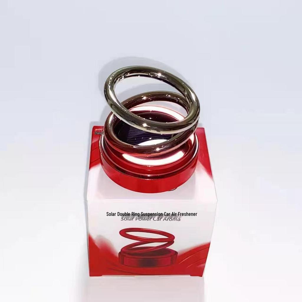 Solar Rotating Car Perfume with Double Ring Suspension - Long-lasting Aromatherapy for High-end Car Interior Decor
