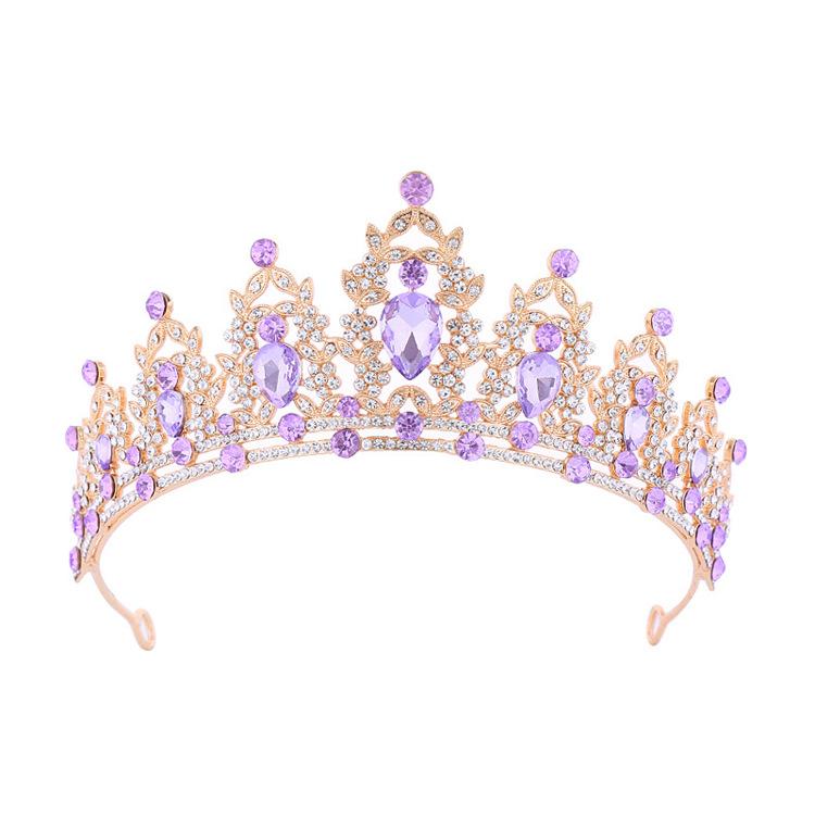 Wedding and Birthday Headband Leaf Inlaid with Rhinestone Crystals Colorful Princess Bridal Accessories