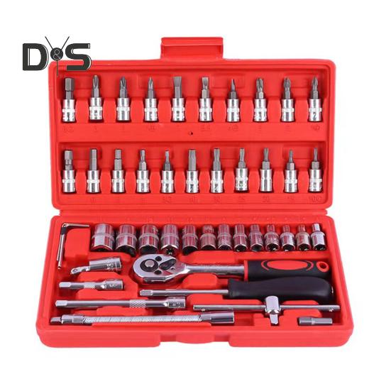 

Набор из 46 автомобильных ключей, мощные динамометрические ключи, инструменты для ремонта автомобилей, велосипедов, мотоциклов, шестигранные наборы торцевых головок для сверл PH SL PZ HEX T-Drill красный