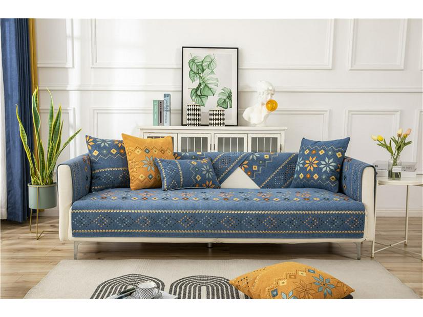 Kissen für Sofa im Ethno-Stil aus Chenille-Jacquard mit rutschfester Unterseite - Modernes minimalistisches Design