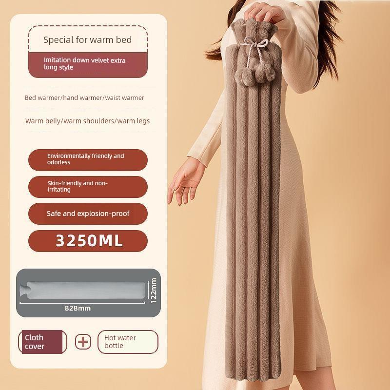 German Precision-Made Hot Water Bottle, 2026 New Model, Winter-Specific for Bedding, Thickened Explosion-Proof Long Plush Warm Water Bag