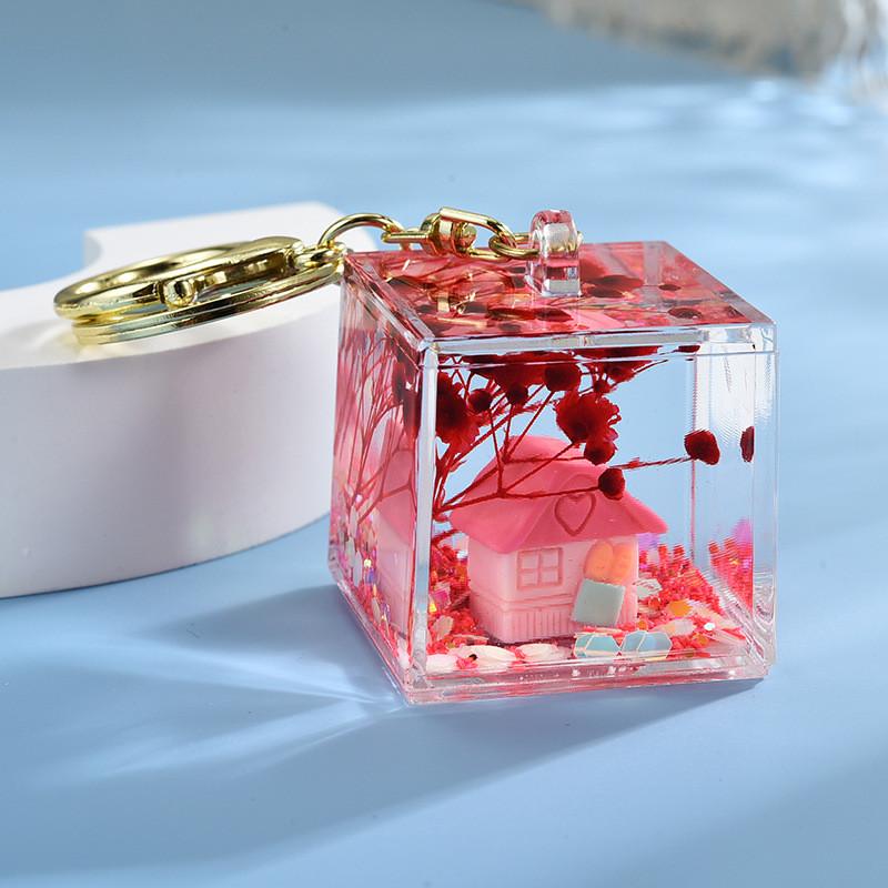 Acrylic Sand Flow Keychain For Couples And Teens With Gold Clasp Perfect For Gifts And Party Decor