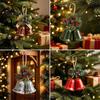 Indoor Holiday Scene Arrangement Christmas Bell Ornaments, Metal Double Jingle Bells Xmas Tree Hanging Gift for Friends Decoration with Pinecones