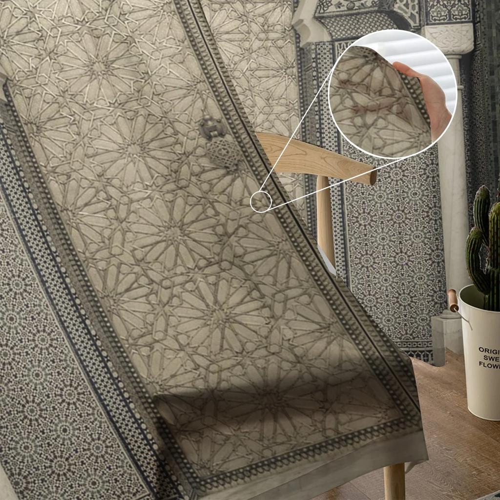 Moroccan Medieval Vintage Door Chiffon Sheer Curtains for Living Room Bedroom Home Decoration Window Voiles Tulle Drapes Curtain