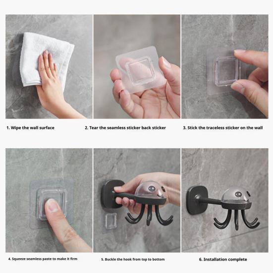 Kunststoff Wandhänge-Aufbewahrungsregal mit starkem Klebe-Tragfähigkeit Cartoon-Oktopus-Form Sechsarm-Design Badezimmer-Aufbewahrungsregal