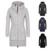 Sudaderas con Cremallera para Mujer de Color Sólido Ajustadas Streetwear Sudadera con Cordón Exterior Otoño Invierno Caliente Cortavientos Sudaderas Largas