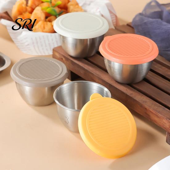 Travel Condiment Container Salad Dressing 1.6oz Leakproof Airtight Dip with Lids Reusable Lunch Box Sauce Holder Stainless Steel Cups for Boxes
