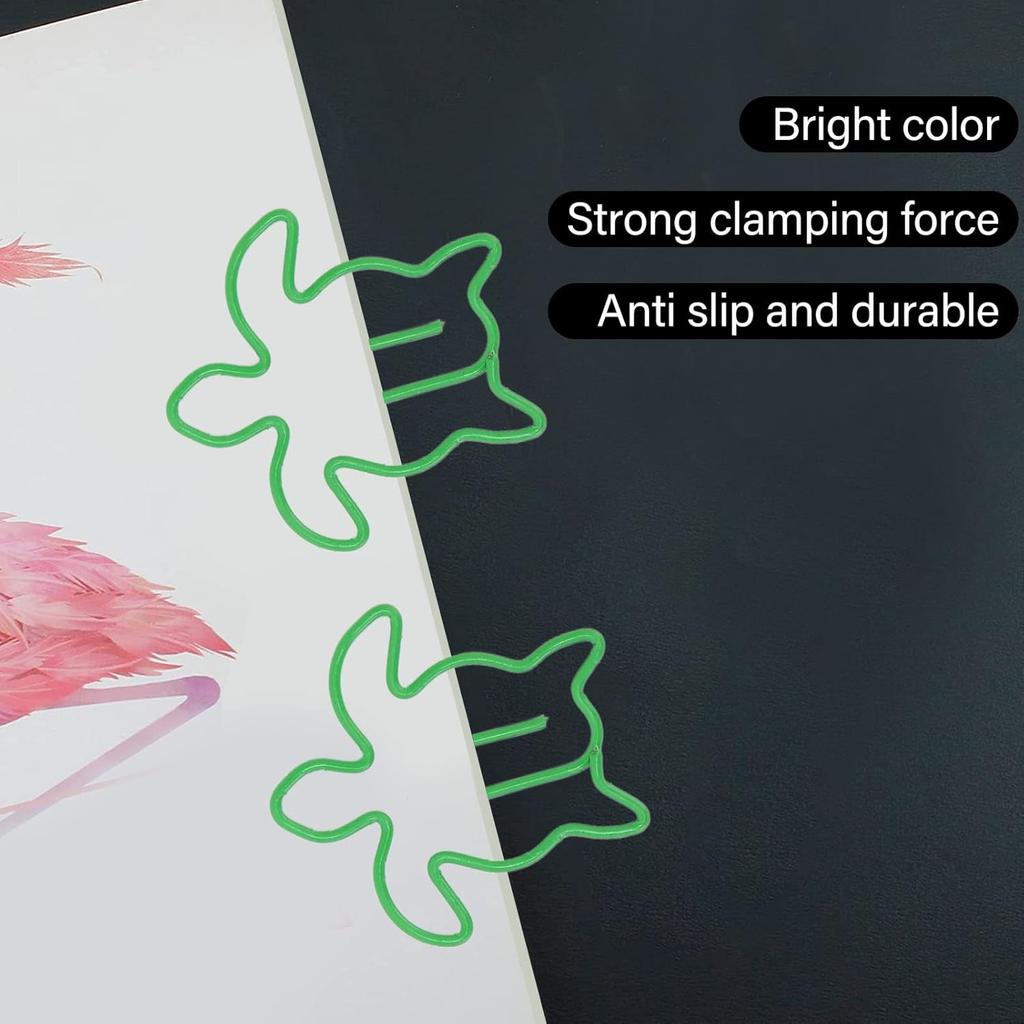 100Pcs Animal Shaped Paper Clips, Electroplated Cute Paper Clips, Fancy Paperclips with Storage Box for Family Office School (Sea Turtle)