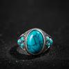 Creative Personality Synthetic Turquoise Ring, Alloy Silver-Plated Unisex Couple Holiday Gift, Couple Jewelry, Special Occasion, Statement Piece, Bohe