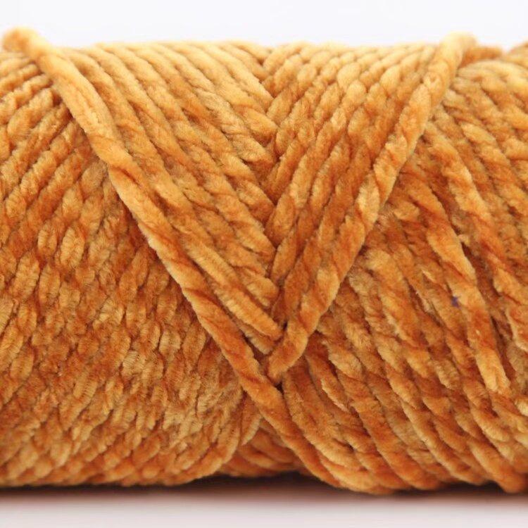 3 Strands Glossy Velvet Hand-Woven Thread Woven Scarf Doll Blanket Chenille Thread Segment Dye 100G Ball