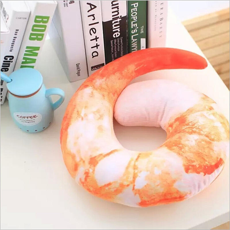 Peeled Prawns Stuffed Animals Plush Toys U Neck Pillow Shrimp Cushion Pillow