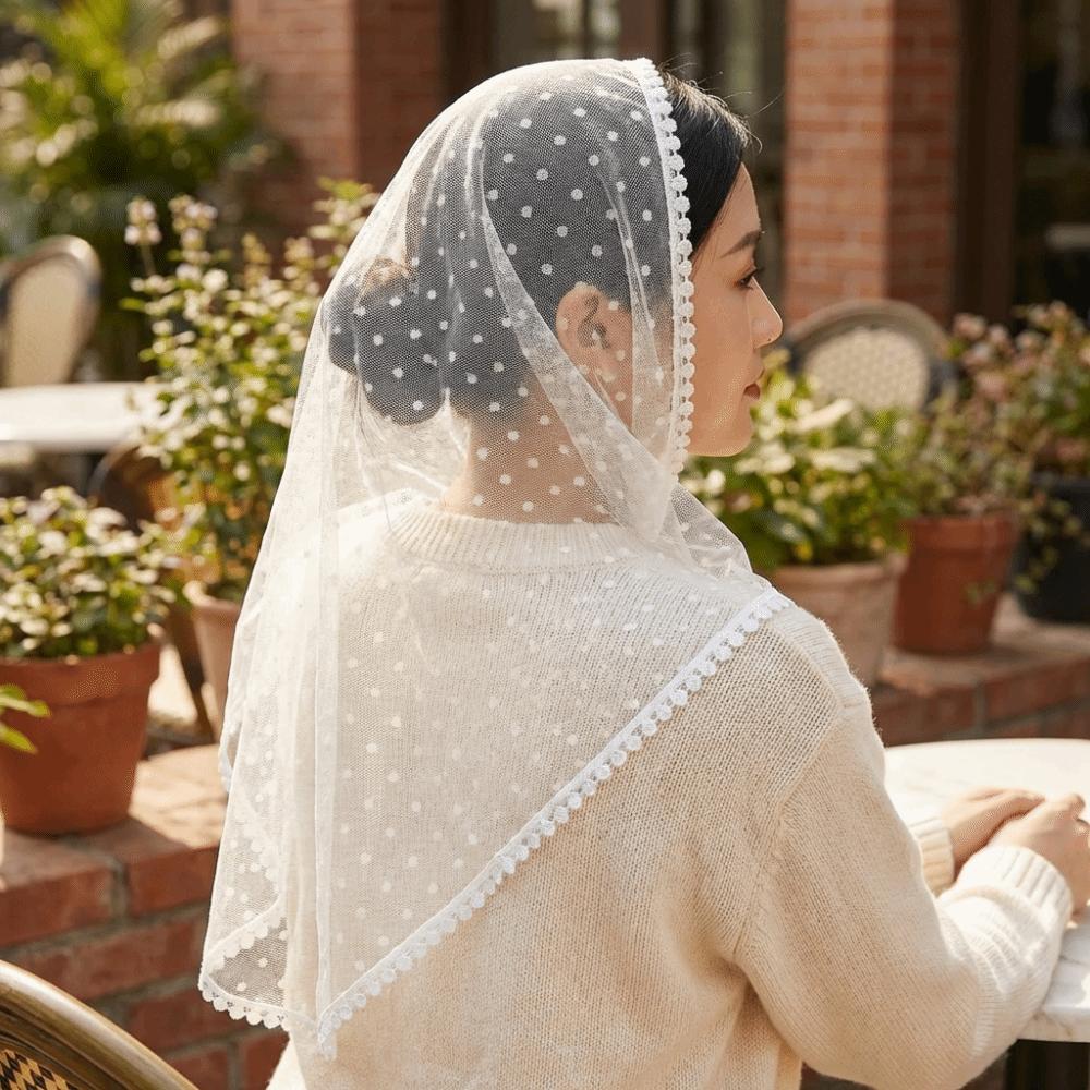 Soft Lace Headscarf Thin Bridal Face Covering Sophisticated Triangular Scarf  Religious Events