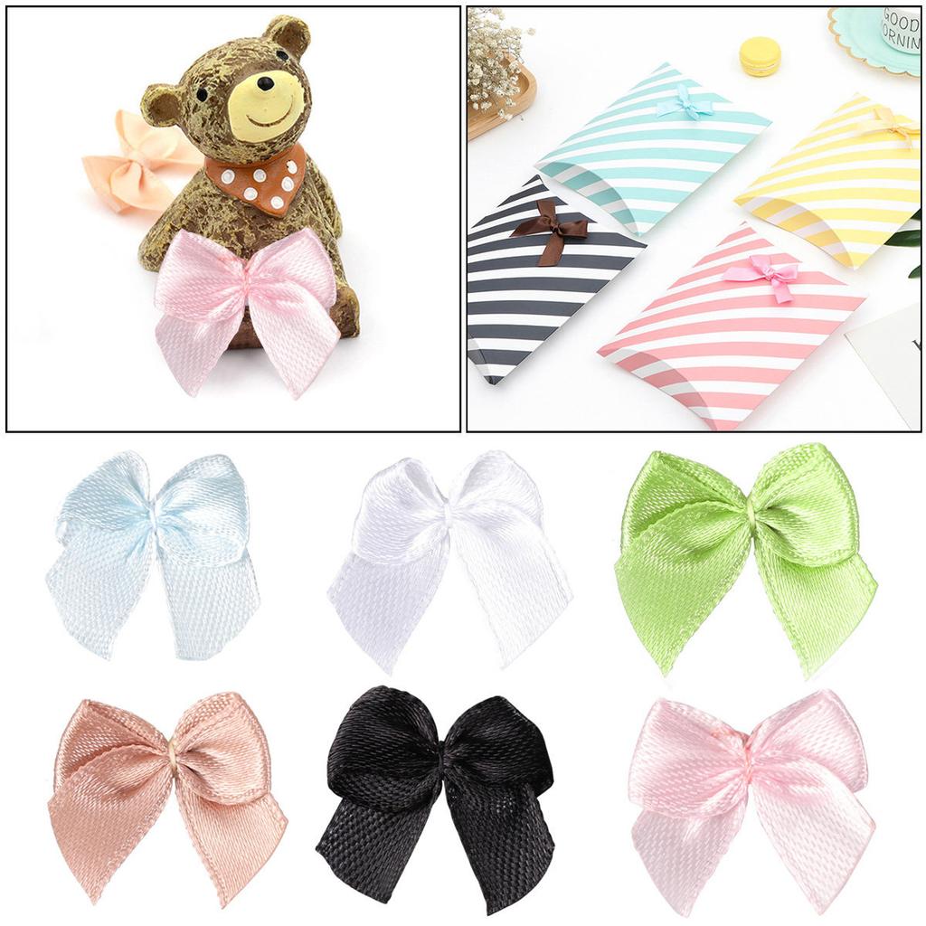 100Pcs Adorable Satin Ribbon Bows Flowers Handmade Hair Bows Accessories for Birthday Christmas Gift Craft Wedding Decor Pink