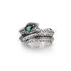 Adjustable Open Snake Ring Men Women Vintage Green Zircon Geometric Animal Jewelry Retro Style