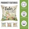 Fahrendom Happy Easter Eggs Bunny Decorative Throw Pillow Cover 18x18 Set of 4, Religious Rejoice Rabbits Carrot Flower Blessings Outdoor Pillowcase,
