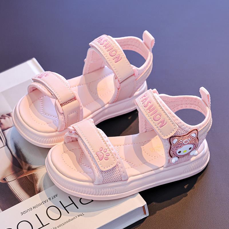 Girls' Summer Sandals2026New children's soft-soled Velcro open-toe beach shoes for girls, suitable for older children and princess shoes