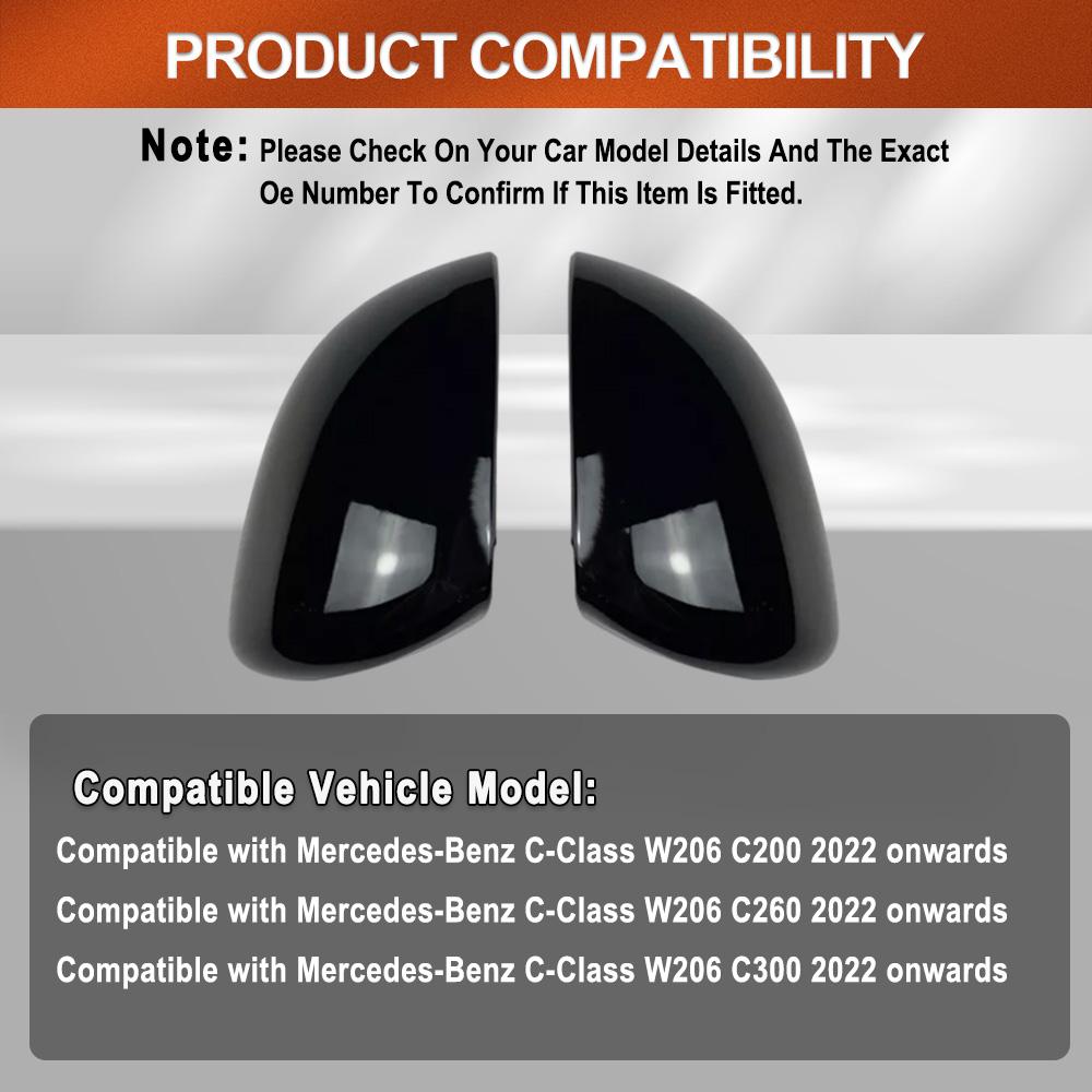 For Mercedes Benz C Class W206 C200 C260 C300 2026+ Car Rearview Side Mirror Cover Wing Cap Exterior Door Rear View Case Trim